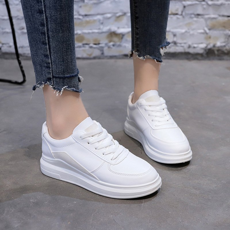 2021 spring and summer new white shoes women street shooting breathable leather thick-soled casual shoes sports running shoes women