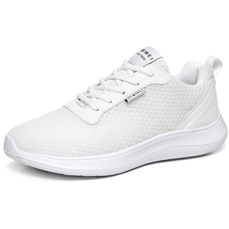 GESIMEI Men's Breathable Mesh Tennis Shoes Comfortable Gym Sneakers Lightweight Athletic Running Shoes White