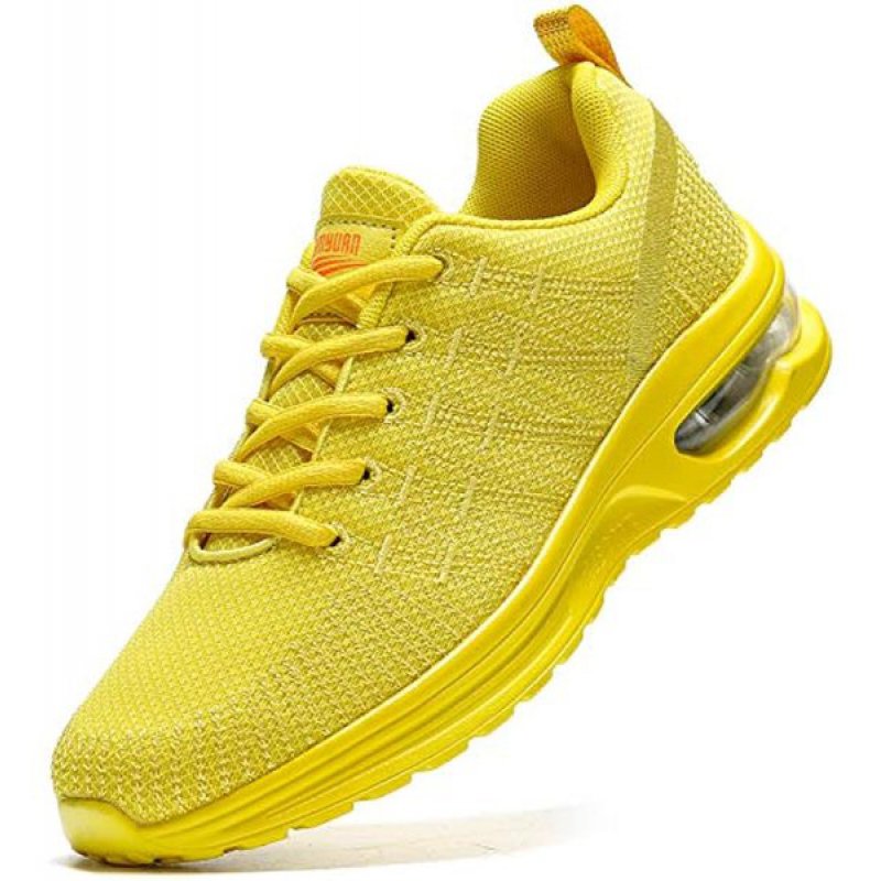 Damyuan Running Shoes Men's Air Cushion Athletic Gym Tennis Shoes Sneakers Lightweight Walking Shoes Yellow