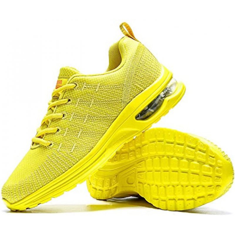 Damyuan Running Shoes Men's Air Cushion Athletic Gym Tennis Shoes Sneakers Lightweight Walking Shoes Yellow