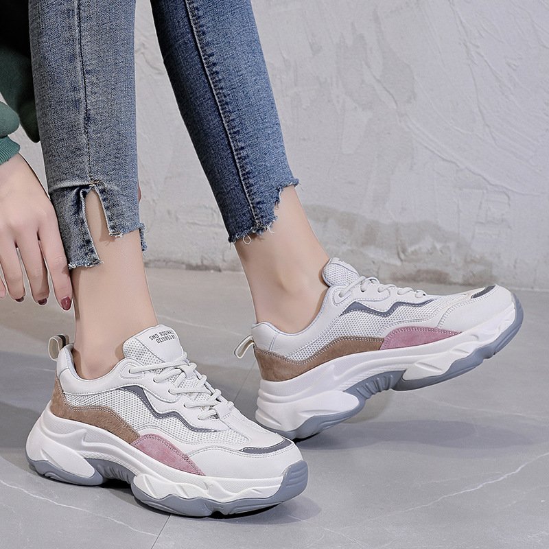 2021 women's spring new women's shoes trendy shoes thick bottom color matching sports casual trendy women's shoes