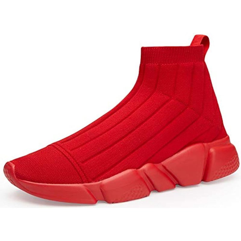 Voiv Womens Walking Shoes Mens Slip-on Sneakers Breathable Lightweight Athletic Running Shoes High Top Red 4