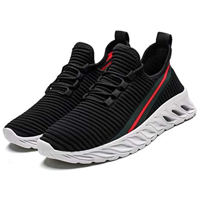 Wrezatro Shoes Running Men Lightweight Casual Walking Breathable Gym Workout Athletic Tennis Sneakers Z18-black-White