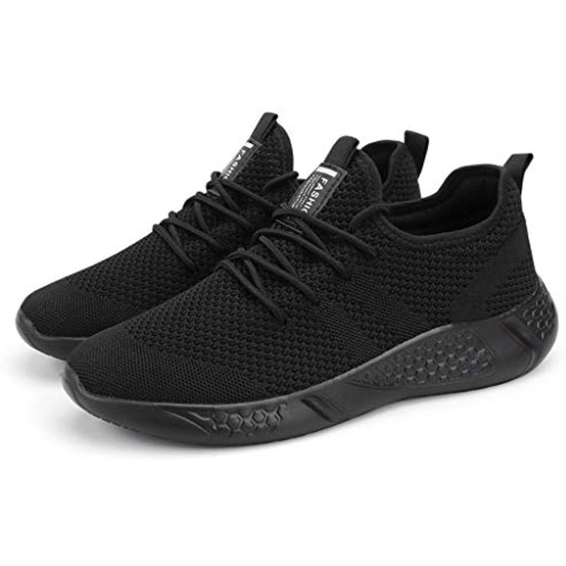 Damyuan Men's Sport Gym Running Shoes Walking Shoes Casual Lace Up Lightweight Black